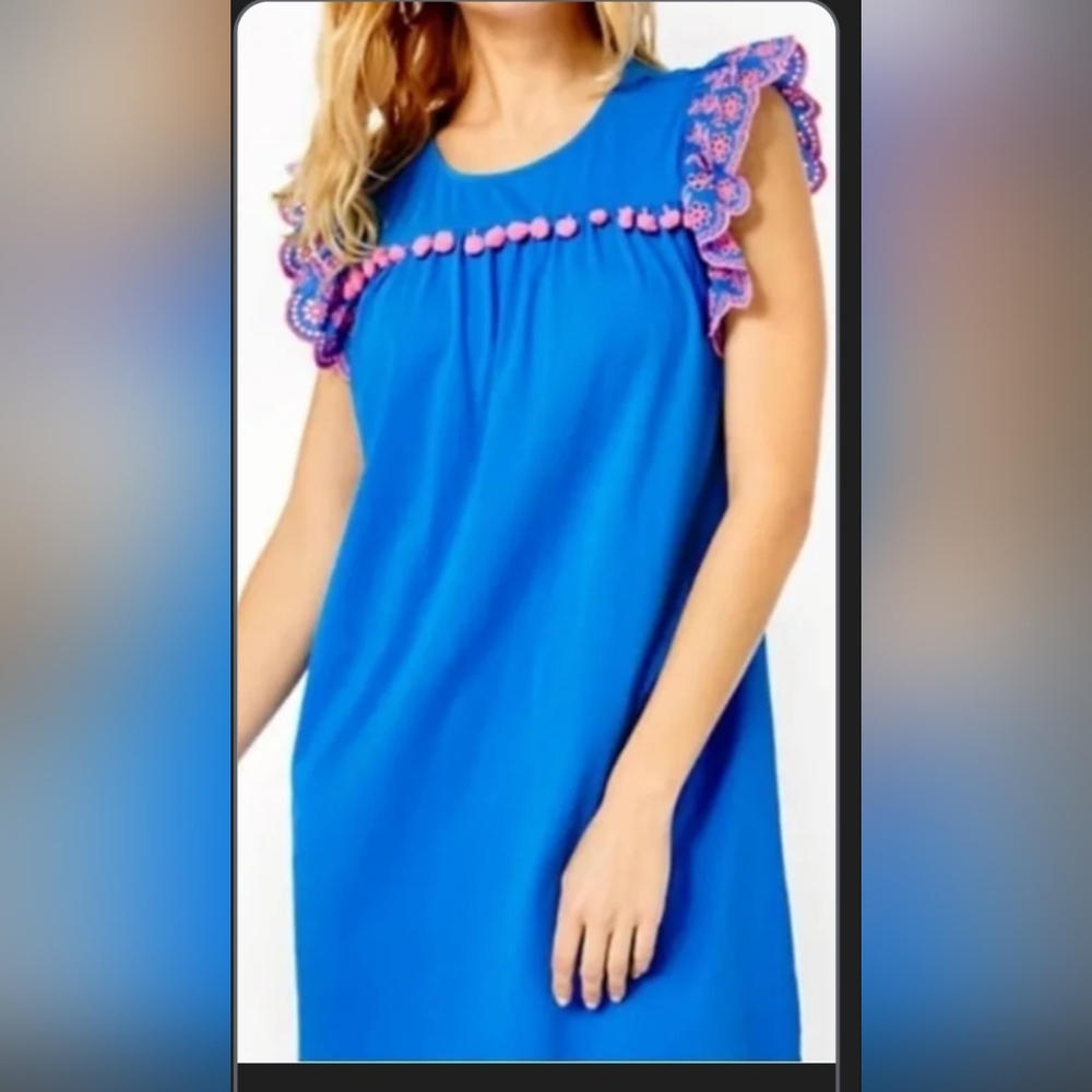 Lily Pulitzer Size Large Blue Dress with Pink Accents